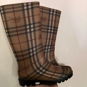 Authentic Burberry Plaid Knee-High Rain Boots